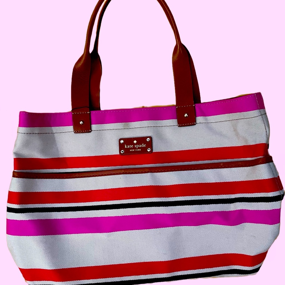 Kate Spade Oak Island Pink Striped Tote